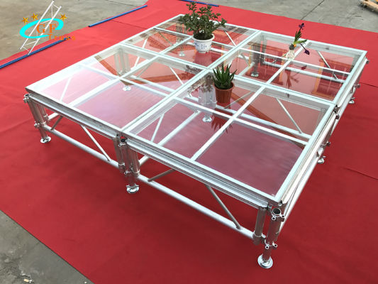 مخصص ارتفاع قابل للتعديل 2M منصة الزجاج المرحلة لحضور حفل زفاف