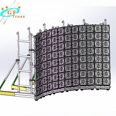 سلم الشكل منحني شاشة LED دعم مجموعة تروس نظام الجمالون